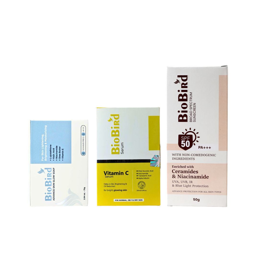 BioBird Glow Essential Kit  (Vitamin C Serum + SPF 50 PA+++ Sunscreen + Skin Glow Soap)