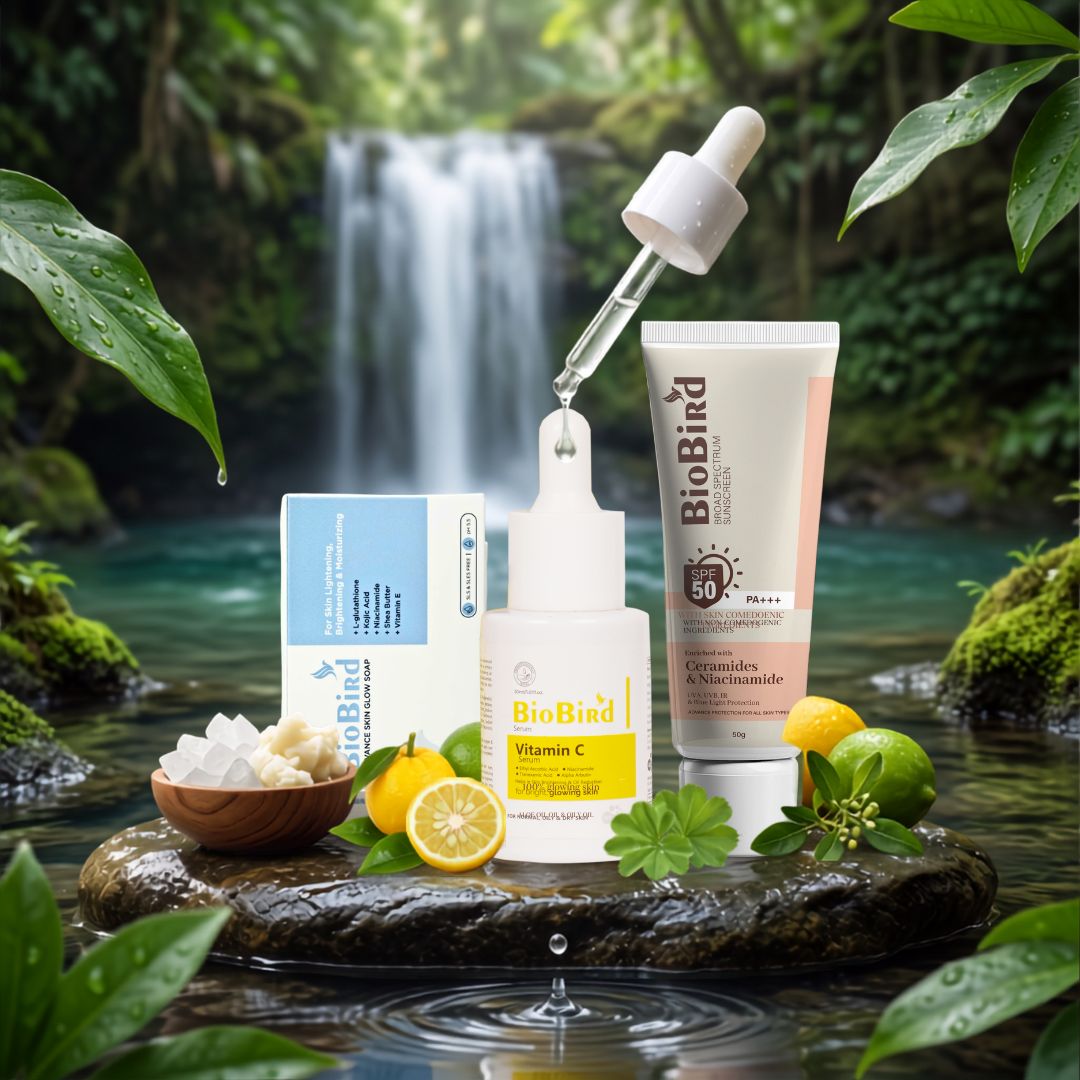 BioBird Glow Essential Kit  (Vitamin C Serum + SPF 50 PA+++ Sunscreen + Skin Glow Soap)