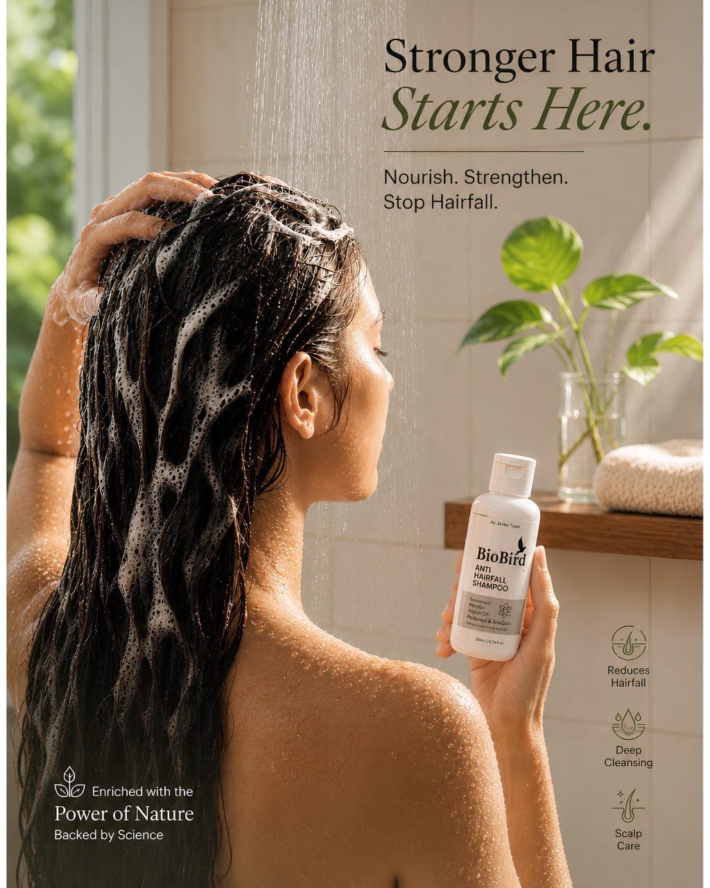 BioBird Hair Fall Control Shampoo with Redensyl & AnaGain