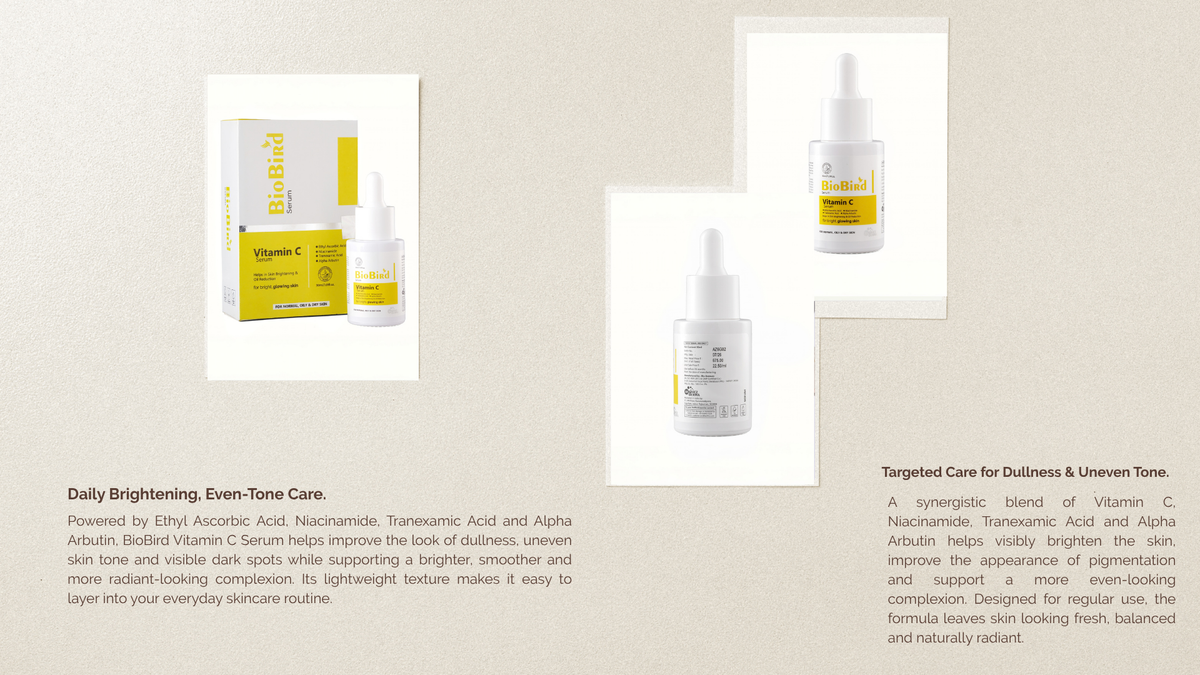BioBird Niacinamide Vitamin C Serum | 10% Vitamin C for Dark Spots & Glow