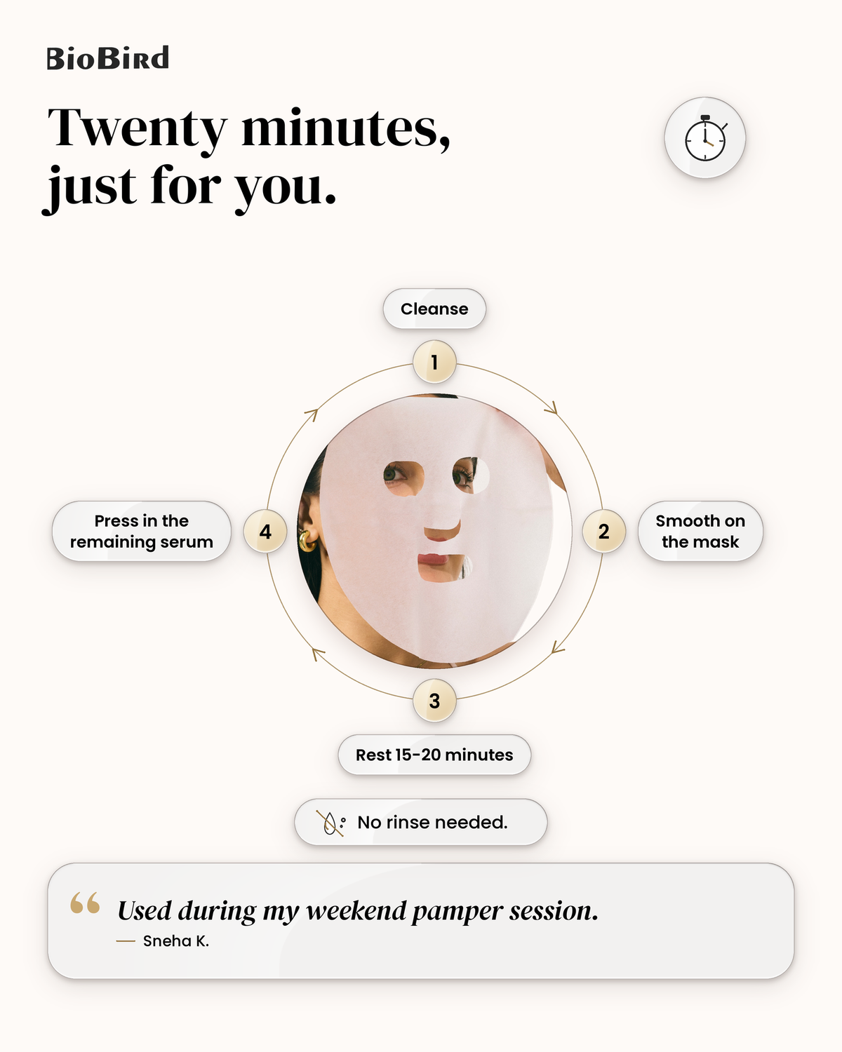 BioBird Vitamin E Face Mask | Hydrating Sheet Mask for Dull & Dry Skin BioBird