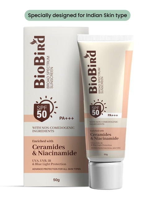 BioBird Sunscreen SPF 50 PA+++ | No White Cast | With Niacinamide & Ceramides
