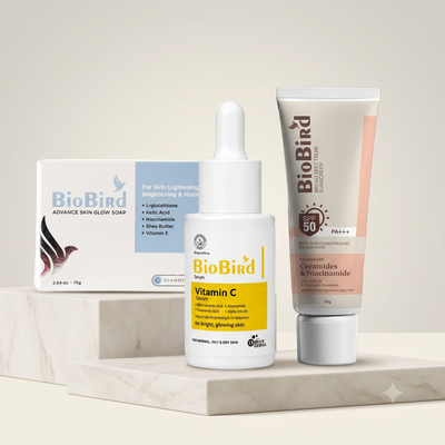 BioBird Glow Essential Kit  (Vitamin C Serum + SPF 50 PA+++ Sunscreen + Skin Glow Soap)