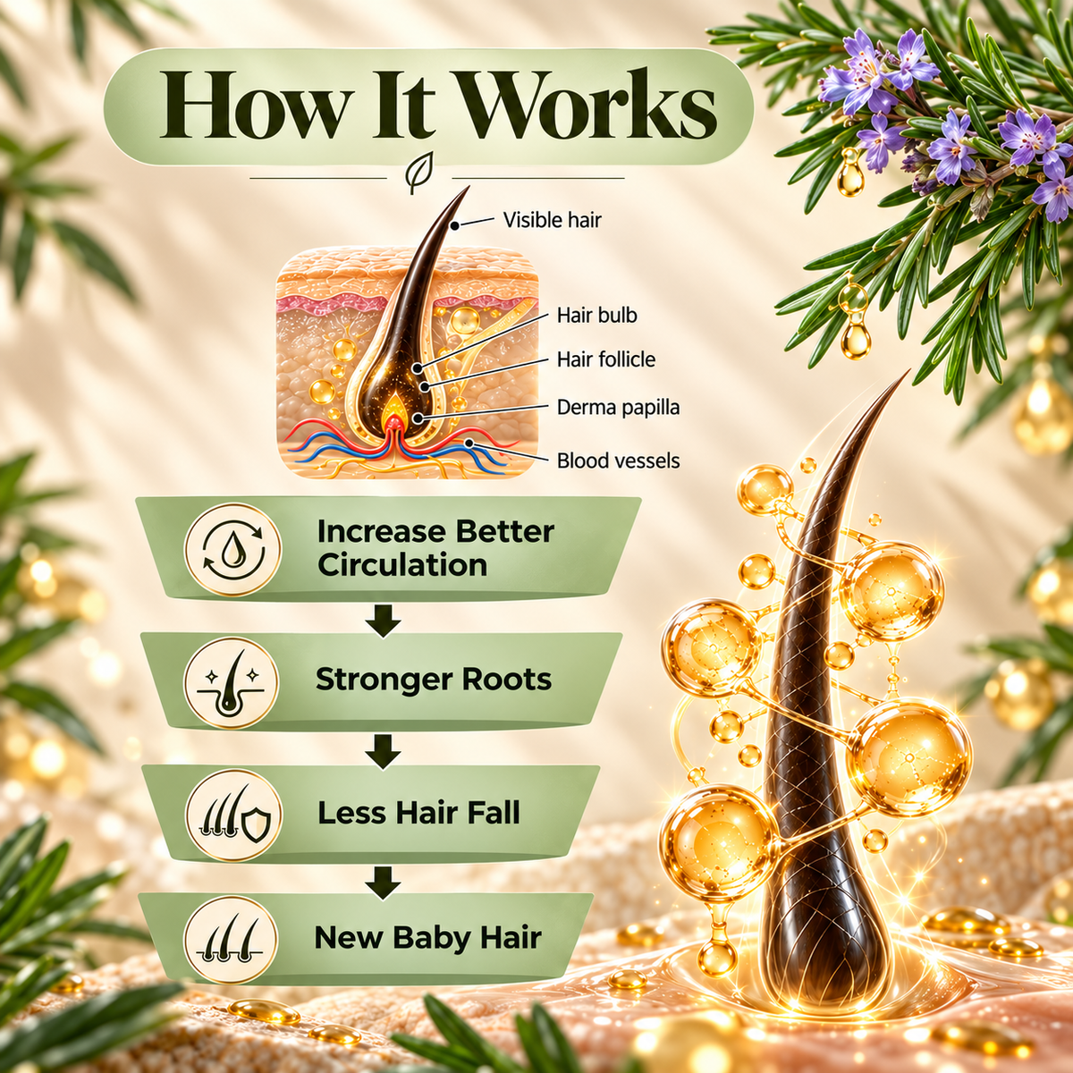BioBird Rosemary Hair Growth Oil | Hair Fall Control & Stronger Hair | 100ml BioBird